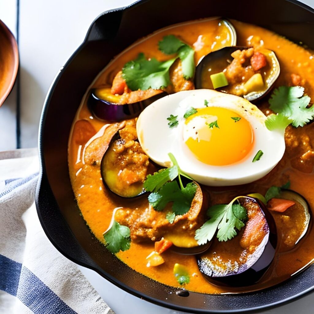 Eggplant and egg curry